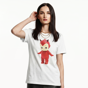 Camiseta Ajuste Mediano para Mujer Baby Devil en Blanco