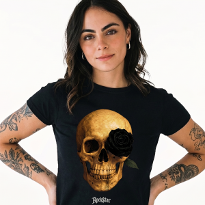 Skull and black rose