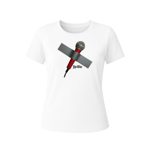 Camiseta Ajuste Mediano para Mujer Microphone en Blanco