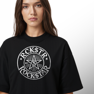 Camiseta Unisex Oversize Rockstar Label Black