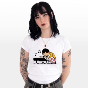 Camiseta Regular Fit para Mujer Drawn F Mercury White - Image 1